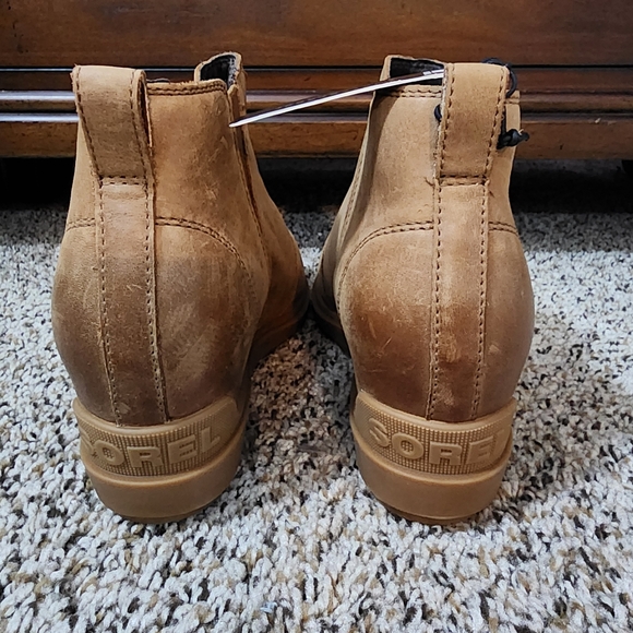 Sorel Evie II Women's 11 Leather Waterproof Velvet Tan Zip Wedge Bootie - Picture 4 of 13